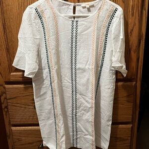 Orange Creek white, embroidered tunic